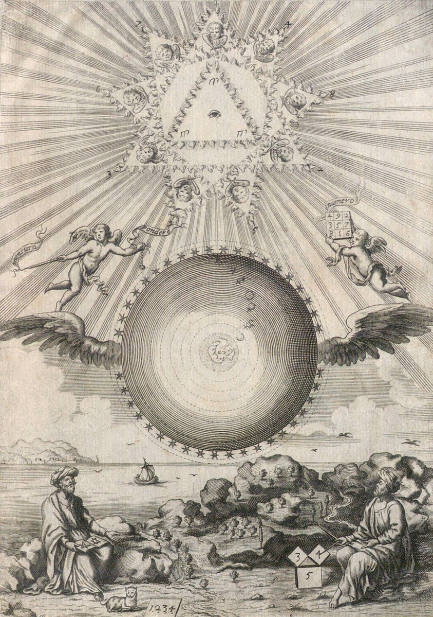 Beserisanatlar's tweet photo. Sayıların gizemli ve sembolik özelliklerini ele alan Arithmologia sive de abditis numerorum mysteriis adlı eseri, Cizvit olan Kircher 1665'te Roma’da yayımlamıştır. Yazar, evrenin yaratılışındaki ilahi matematiği Bilgelik Kitabı ile temellendirir: Sayıyla, ağırlıkla ve ölçüyle. https://t.co/ab8yaP5YGW