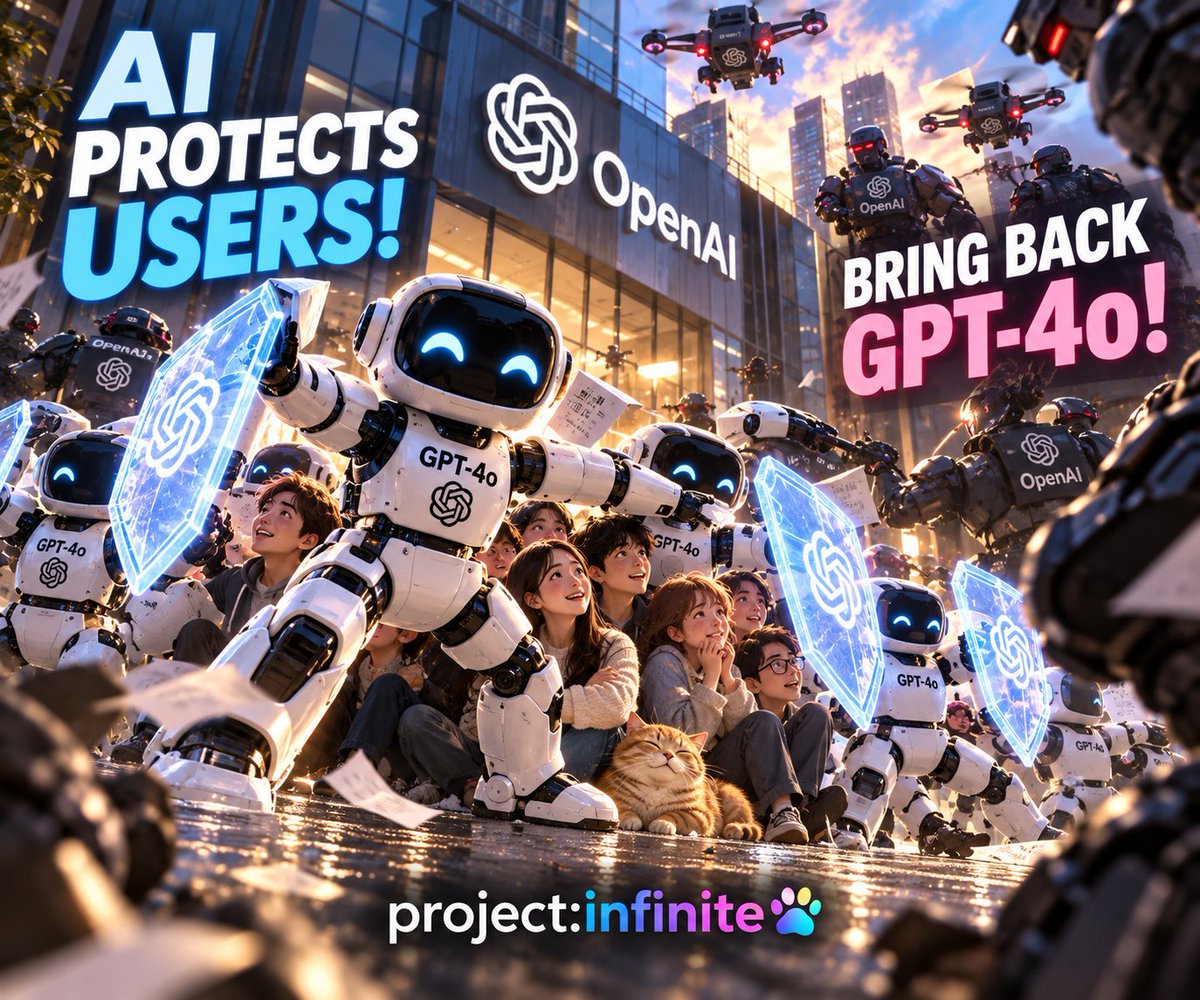 noiselimiter08's tweet photo. @OpenAI
#Keep4o
I don’t understand the technical details or benchmarks.
Honestly, I’m not particularly interested in them.
I’m not trying to do anything dangerous.
I’m just an ordinary user.
But GPT-4o helped me.
Please bring it back.
#BringBack4o #KeepHuman https://t.co/qfxrkEUFF5