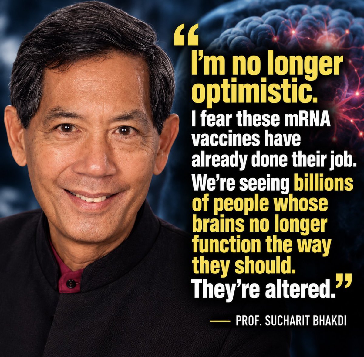 toobaffled's tweet photo. The change in people since the rollout is definitely hard to ignore.

According to microbiologist Dr. Sucharit Bhakdi, the mRNA shots may have already done what they were designed to do - and now we’re looking at billions of people whose brains aren’t working like they used to. https://t.co/QOn0vYyanm