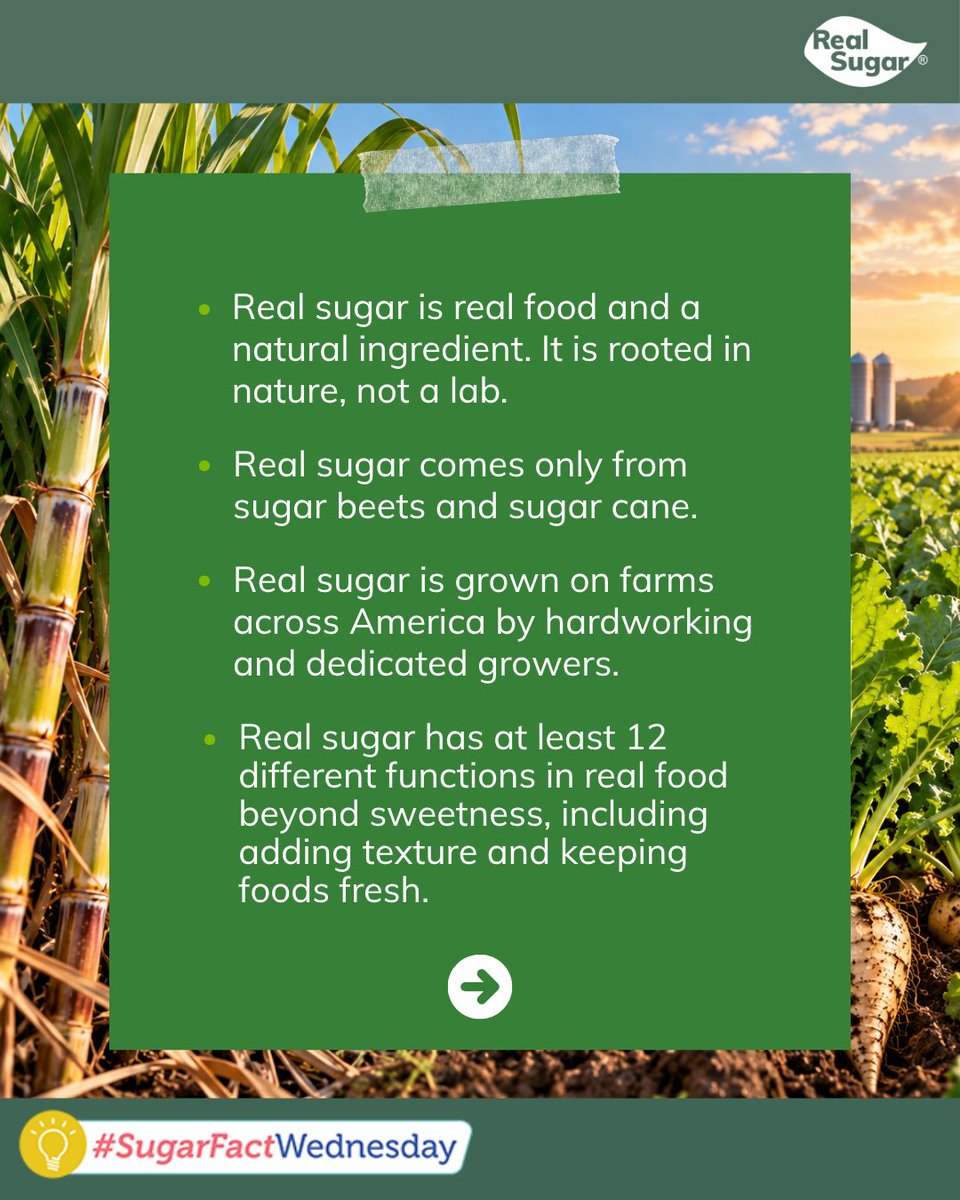 AmalSugarCo's tweet photo. This #SugarFactWednesday, we're sharing not ONE, but TEN simple facts about real sugar!
Tell us in the comments: which fact was new to you?
#RealSugarRealFood #AmalgamatedSugar #Sugarbeets https://t.co/Qi2zAulTkO