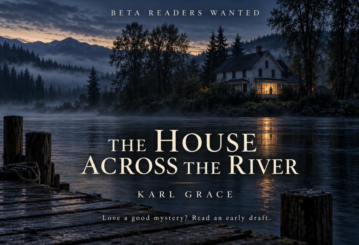 KarlGrace8810's tweet photo. @KindlePromos @grimpublishing2 A woman across the river is wearing his dead wife’s necklace.

I’m looking for 3–5 beta readers for my mystery, The House Across the River, written as Karl Grace.

Want an early read? Reply “RIVER” or DM me.

#MysteryBooks #BetaReaders https://t.co/PjPYQlmYoQ