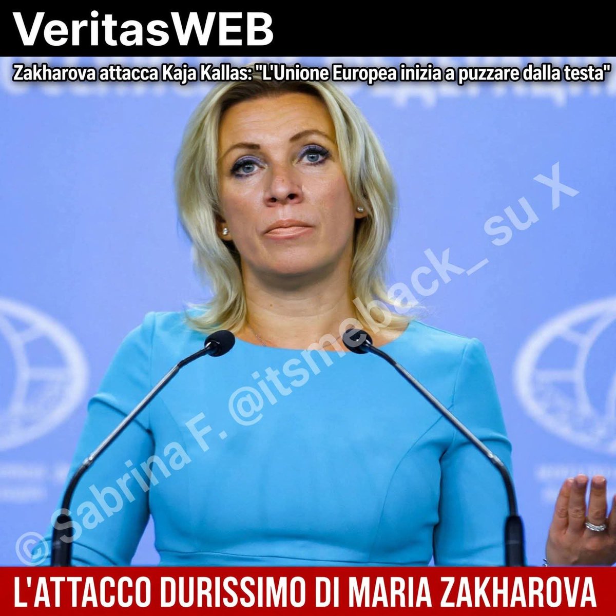 itsmeback_'s tweet photo. C'è un momento in cui il trucco non regge più.
In cui la maschera di cerone si crepa e sotto si vede il marcio.
Mia riflessione personale.

L'Europa ci è stata venduta come la casa della pace, dei diritti, del benessere.
Oggi quella casa puzza di chiuso, di muffa, di stantio. Puzza di menzogna.

E allora arriva Maria Zakharova e con una frase sola fa crollare tutto il castello di carte: "L'Unione Europea inizia a puzzare dalla testa".

Ha ragione da vendere.
E fa male sentirlo dire da Mosca, perché vuol dire che ormai se ne sono accorti anche fuori.

Non puzza il popolo europeo. Non puzza l'italiano che lavora 10 ore al giorno e non arriva alla quarta settimana.
Puzza la testa.
Puzza la cupola di Bruxelles.
Quel circo di burocrati non eletti da nessuno, mai votati, mai scelti, che hanno occupato l'Europa come un esercito invasore senza divisa.

E il ritratto perfetto di questa testa marcia è Kaja Kallas.

Una figura costruita a tavolino, gonfiata dai media atlantisti, che non rappresenta nessuno se non se stessa e i suoi padroni d'oltreoceano.
Una che viene da un Paese che sta tutto in un quartiere di Roma e pretende di dettare la linea della guerra a mezzo continente. Una che parla solo di armi, sanzioni, missili, come se la guerra la facesse lei, dal suo ufficio riscaldato.

Questa non è più Europa.
È un protettorato USA con bandiera blu.

L'invasore vero non è quello che ci indicano nei TG. L'invasore non parla russo. L'invasore parla il linguaggio ipocrita di Bruxelles, parla NATO, parla americano.

È lui che ha invaso le nostre vite. Ha invaso le nostre bollette e le ha triplicate.
Ha invaso le nostre aziende e le ha chiuse con le sue folli direttive green.
Ha invaso le nostre scuole con la sua propaganda.
Ha invaso le nostre tasche per comprare armi che non serviranno mai a difenderci, ma solo ad arricchire chi le vende.

I poveri ucraini sono vittime come noi. Pedine sacrificabili.
Noi non siamo tifosi di Putin. Siamo stanchi di voi.

Siamo stanchi di questa casta di guerrafondai falliti che gioca a fare l'impero, ma senza esercito, senza soldi e senza popolo dietro.

Zakharova ha detto l'unica cosa che nessun giornalista italiano ha il coraggio di dire: il pesce puzza dalla testa.
E la testa dell'UE è da buttare.

È marcia di arroganza, di servilismo verso Washington, di odio per i suoi stessi popoli.

E prima ce ne liberiamo, prima torneremo a respirare.

Analisi personale di ✒️ ©Sabrina F.