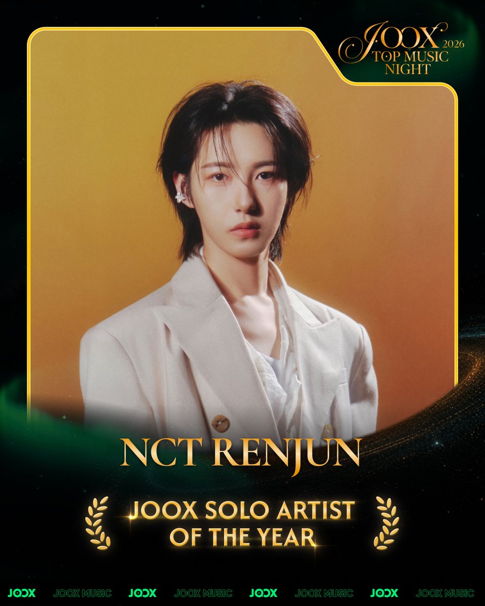 JOOXTH's tweet photo. Live in Music | มาร่วมเป็นสักขีพยานในช่วงเวลาแห่งเกียรติยศของ #JOOXTOPMUSICNIGHT 2026 ไปด้วยกัน!

ขอแสดงความยินดีกับ #RENJUN ที่คว้ารางวัล JOOX SOLO ARTIST OF THE YEAR ไปครอง! จากการสั่งสมประสบการณ์บนเวทีร่วมกับวง สู่การเติบโตและเปล่งประกายในฐานะศิลปินเดี่ยว เขาค่อย ๆ ถ่ายทอดอารมณ์อันละเอียดอ่อนผ่านน้ำเสียงที่อ่อนโยนและเปี่ยมด้วยเรื่องราว เผยให้เห็นเอกลักษณ์ทางดนตรีที่ชัดเจนในแบบของตัวเอง ขอให้สร้างสรรค์ผลงานดี ๆ และร่วมเดินทางบนเส้นทางแห่งเสียงเพลงกับแฟน ๆ ทั่วโลกต่อไป!

@Sanook @DailynewsTwit @khaosodarea
#JTMN #JOOX
