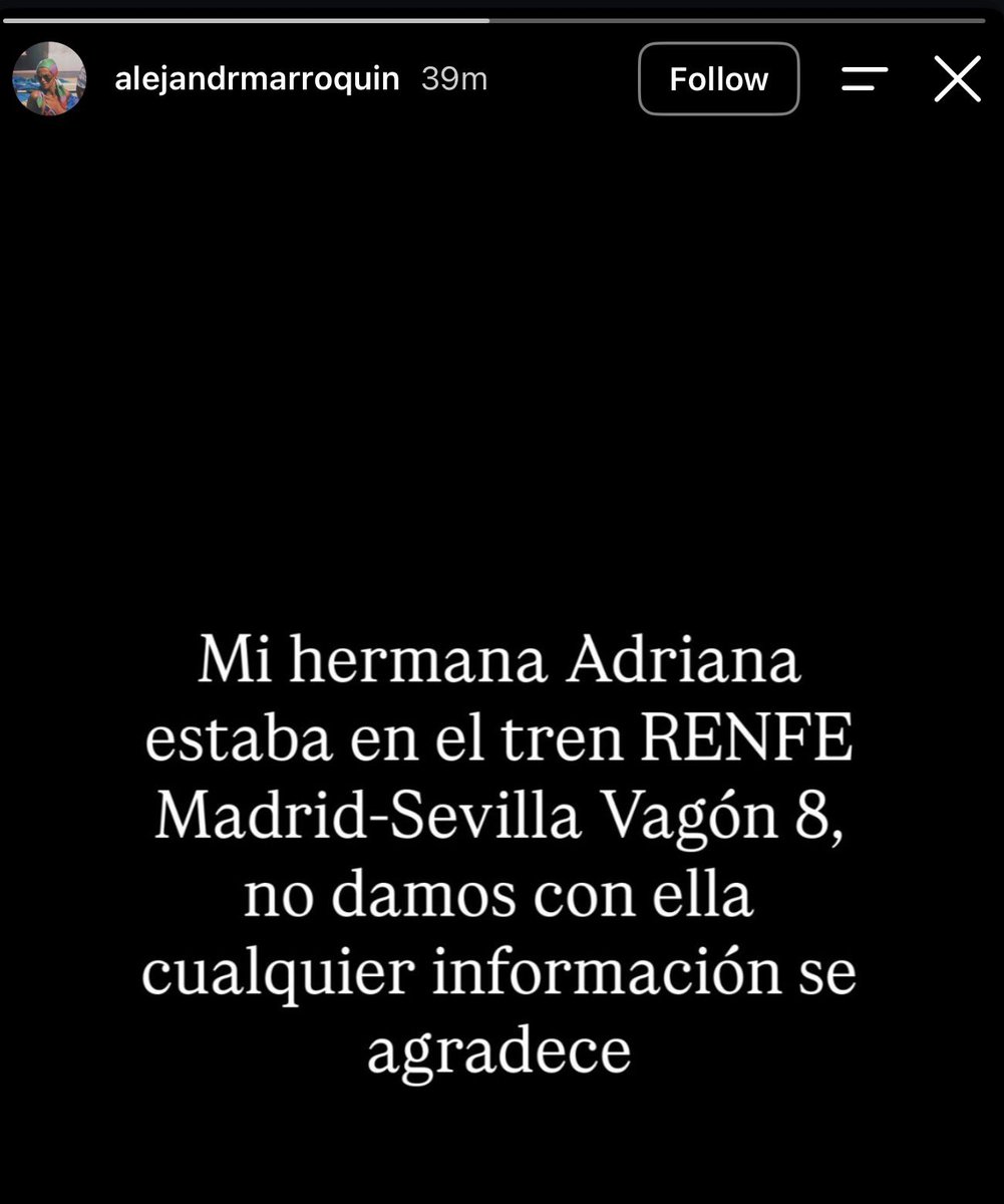 junqueradriana's tweet photo. #URGENTE: Alejandra Marroquín busca a su hermana Adriana que estaba en el tren RENFE Madrid-Sevilla en el vagón 8. Difusión máxima por favor. 

CONTACTO: https://t.co/dIxZJ2voeO https://t.co/r3znROH78Z