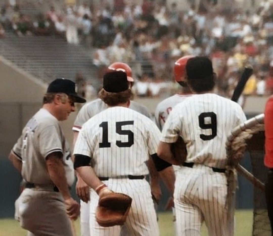 Jamesyankee's tweet photo. Lasorda , Munson, Nettles 
1977ALLSTARGAME.... https://t.co/sKJwI1DlXx