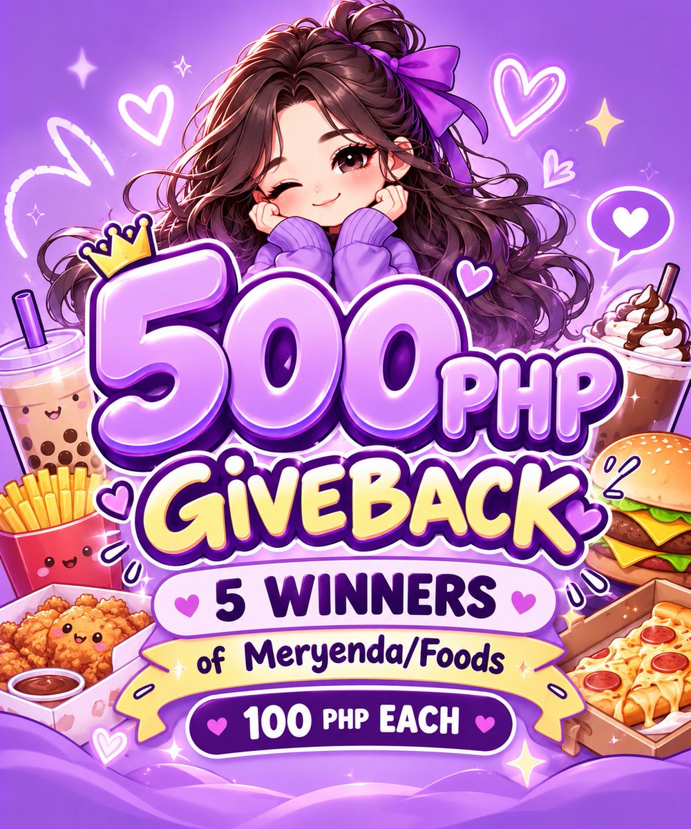swerteyoongi27's tweet photo. 500 pesos Thank you Giveback ❣️ 
5 Winners for 100 php

• RT &amp;  Follow me + Comment anong food bibilin 🫶
• tag friends 💜

Ends Later https://t.co/8963xxgJlh