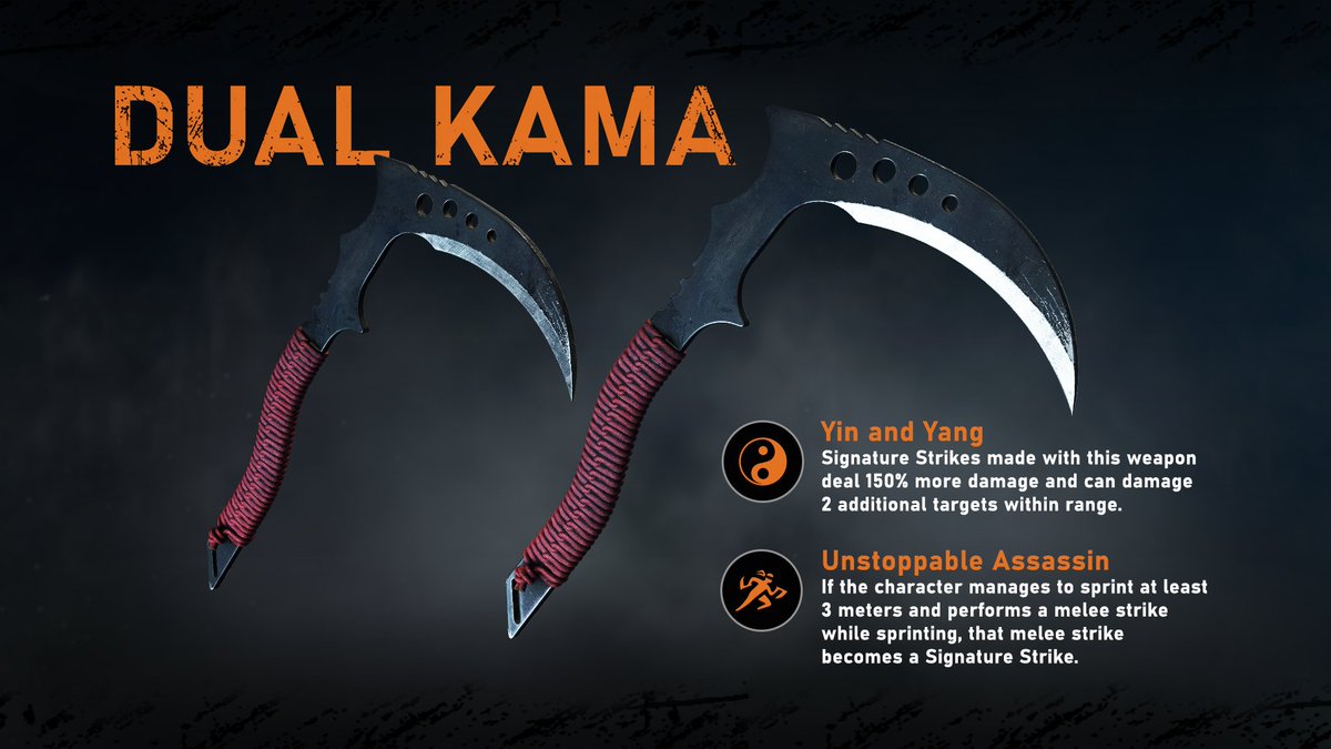 wwzthegame's tweet photo. The new light melee Dual Kamas will come with two weapon perks! 🗡️⏫

🥷 Unstoppable Assassin
☯️ Yin and Yang

Discover its full piercing impact on November 12! https://t.co/cWzGo01KtD