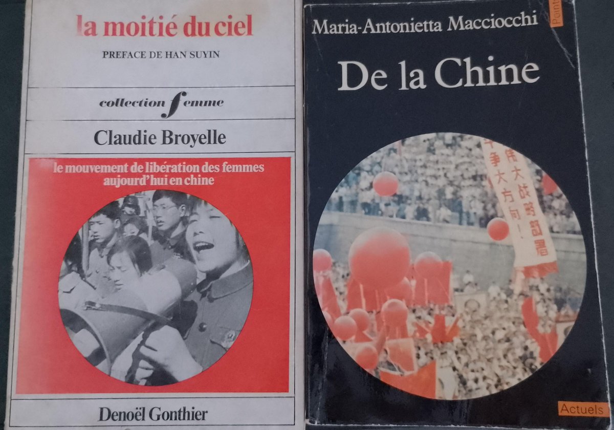 Oxydent_'s tweet photo. @Raiden_Sumeragi Je te conseille "De la Chine" de M-A Macciocchi et "La Moitié du ciel" de Claudie Broyelle. Ce sont des reportages en Chine dans les années 1970. Le second porte en particulier sur la condition des femmes. https://t.co/b0Z7D3mU13