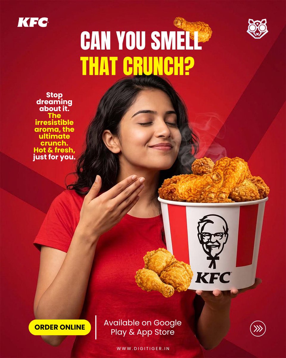 digitigerindia's tweet photo. Letโs create something scroll-stopping for your brand!
https://t.co/6bjzUHW7B9
Disclaimer: conceptual designs.
#Digitiger #DigitalMarketing #KFC #CreativeDesign #SocialMediaMarketing #GraphicDesign #Branding #MarketingCreatives #CreativeAdvertising #VisualStorytelling https://t.co/HHIMsKv9aV
