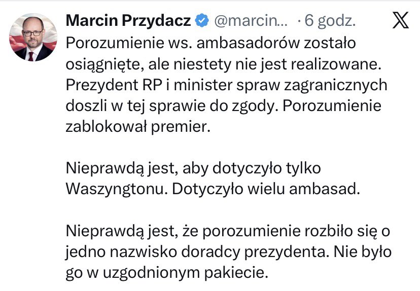 salekk860's tweet photo. Jeśli przez „porozumienie” ludzie Karola Nawrockiego rozumieli to, że mieliby mieć jakichś „swoich” ambasadorów to Premier szybko wygasił ich nadzieje. To rząd kieruje polityką zagraniczną. A Polacy wybrali rząd żeby prowadził politykę prounijną, a nie pro-orbanowsko-braunowską. https://t.co/AQSqaYRmxp