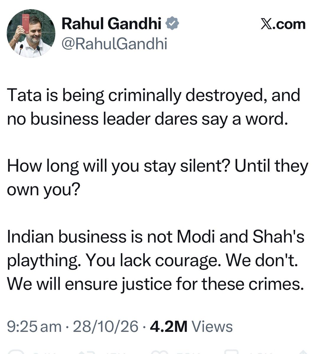 Mohansinha's tweet photo. Talking of playthings, let’s refresh his memory. 
In 1985, when Rajiv Gandhi was the PM, finance minister VP Singh ordered income tax raids on the Kirloskar Group because the SL Kirloskar, doyen of the group, refused to fund the Congress party. SLK went to court everyday for the hearing and sat on the bench in court until an embarrassed judge ordered that a chair be brought for the 80-year-old. The court threw out the case against the Kirloskar group.