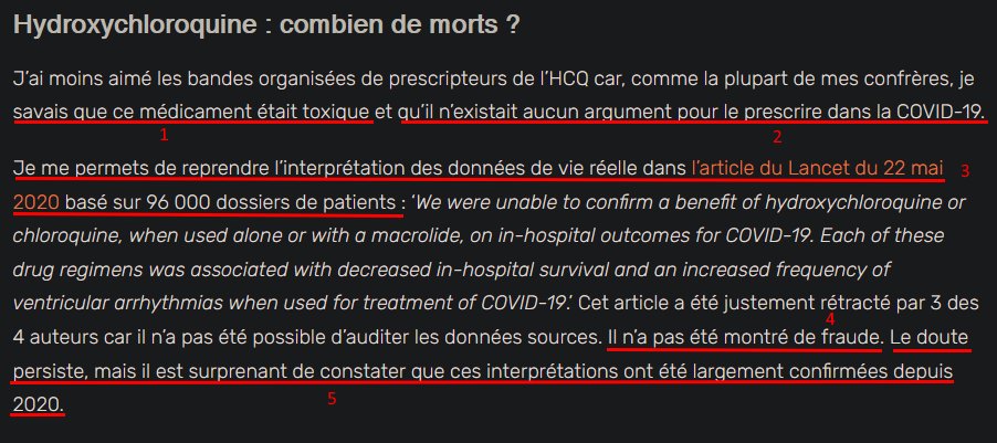 Bretzelmanala's tweet photo. L'extrait de cet article est incroyable, un concentré de bobards.

1) 1er mensonge, l'HCQ n'a jamais été reconnue comme toxique dans les doses recommandées, contrairement au Médiator par ex

2) l'efficacité de la CQ/HCQ a été démontrée contre d'autres

1/n
https://t.co/oiLNdWeDGm https://t.co/Mj5DwU5eUM