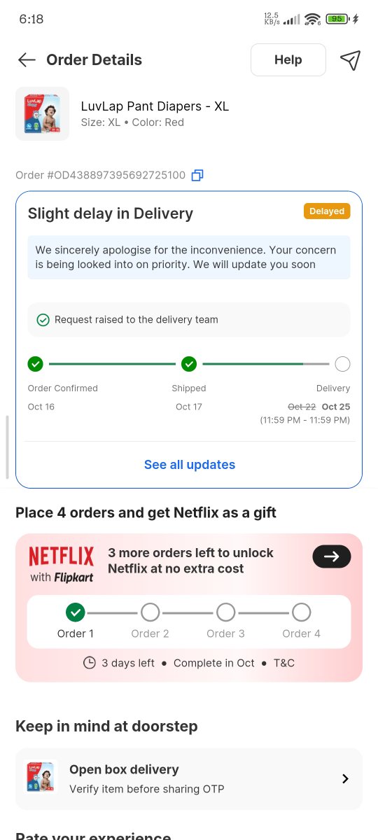 ijitendrasngh's tweet photo. @flipkartsupport can you give me any details when the product is going to deliver?
1st delivery date was 22nd then 25th now today is 28th but still no updates on delivery. Why don't you give any cancellation option so that we can cancel and purchase new one from where we want to https://t.co/95NwZfdQiB