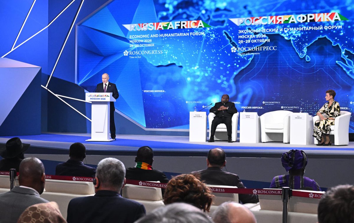 edmnangagwa's tweet photo. Today I joined fellow Heads of State and Government at the official opening of the Russia-Africa Summit, hosted by my brother and counterpart, President Vladimir Putin.

The bonds between Africa and Russia were forged in common struggle and have been strengthened by years of mutual respect. Today, we reaffirmed our unwavering commitment to multilateralism, to win-win partnerships, and to turning agreements into concrete action.

Zimbabwe is not waiting—we are moving decisively to create value for our minerals through value addition and beneficiation. And we are resolute in our pursuit of a world order built on mutual respect, equality and fairness.