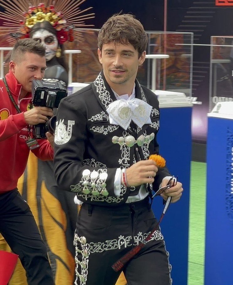 leclercsletters's tweet photo. charles arriving as a mariachi to media day 🤍✨️

[mexico 24] https://t.co/PGVRcQTKHT