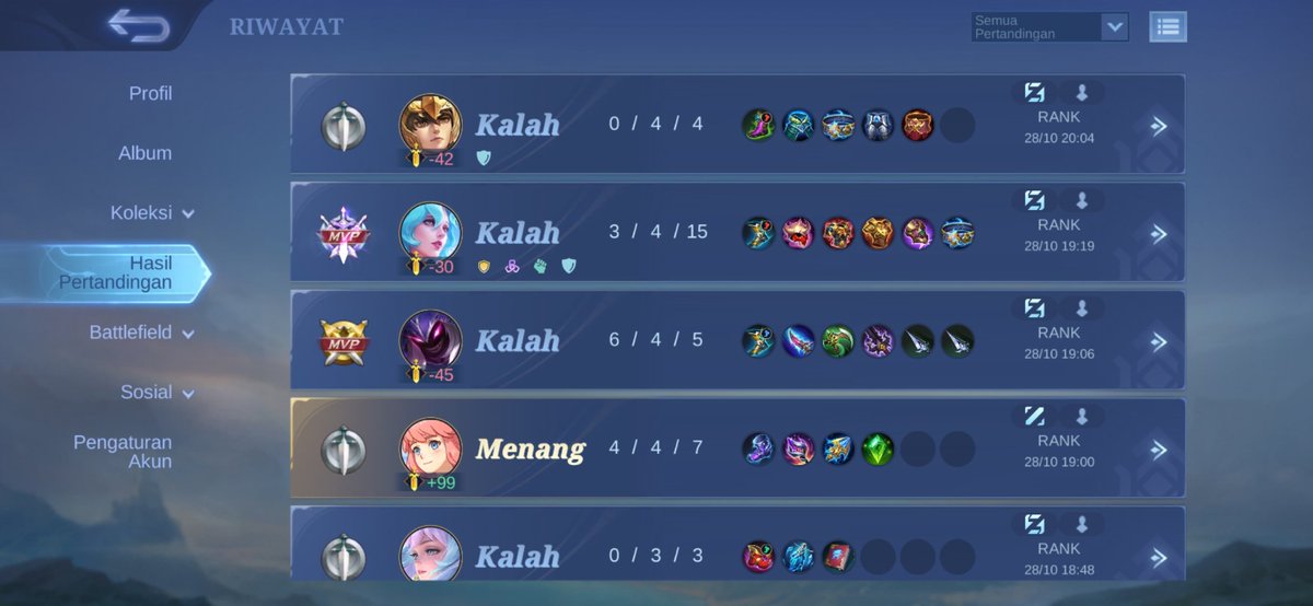 dttxo's tweet photo. setelah gw cek semua history match yg kalah tu pasti gara2 di tim ada duo or trio, ntah itu kutukan buat gw atau mereka sengaja ngetroll gw ga paham 

jujur cape *30>*26 😩 https://t.co/sfR0cVwhpn
