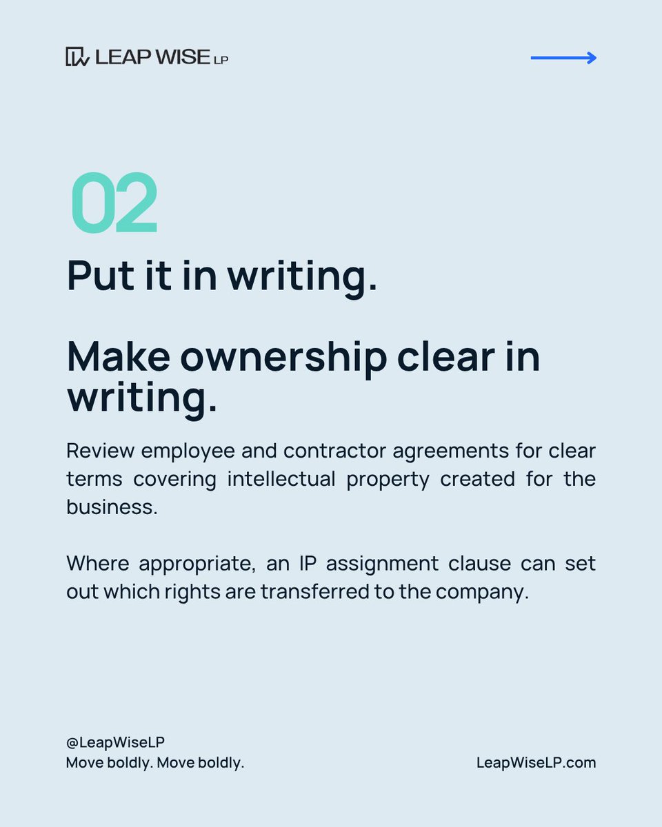 LeapWise_LP's tweet photo. Your developer built the product. But what do your agreements say about who owns the IP?

Payment, possession and ownership are not always the same thing.

Review the agreements behind the work your business relies on.

More on Friday.

#StartupFounders #LegalReadiness https://t.co/jfTisgQhPK