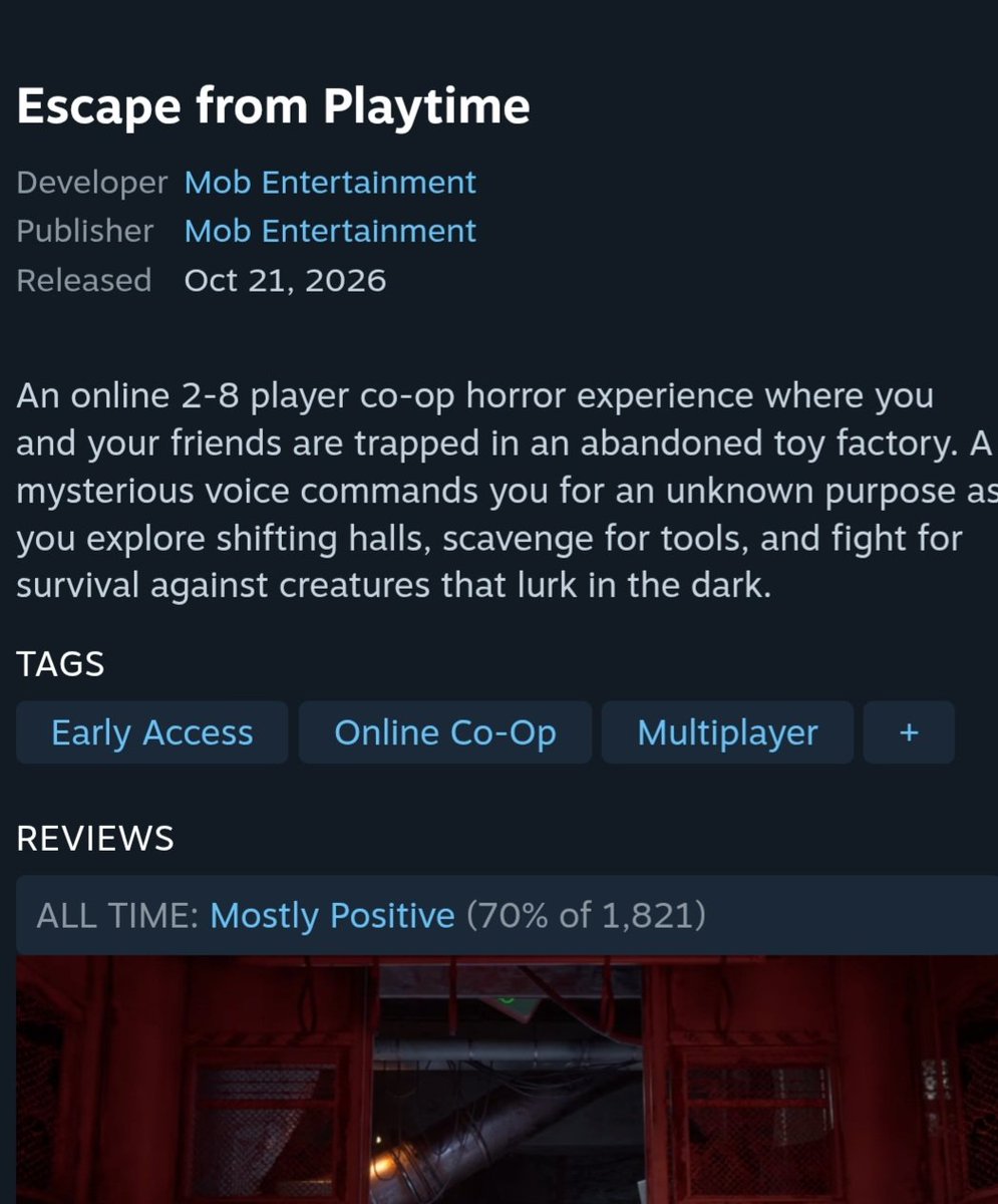 yarnabyxfvb's tweet photo. 🚨escape from playtime has now reached mostly positive reviews on steam🚨
#PoppyPlaytime #EscapeFromPlaytime https://t.co/spPdSI4dy4