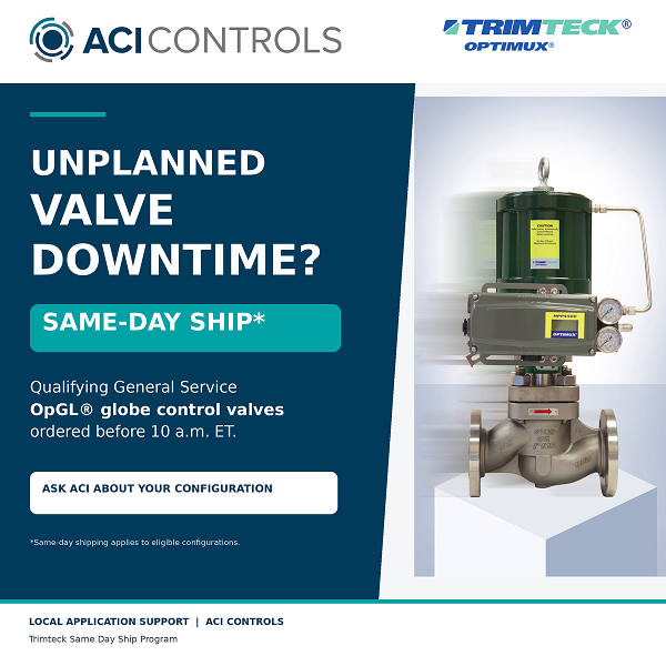 ControlsAci's tweet photo. Need a valve fast? Qualifying Trimteck OpGLยฎ valves ordered before 10 a.m. ET can ship the same day. ACI can help confirm eligibility: https://t.co/16VZMrFoxO #ControlValves #ProcessControl https://t.co/1tf4q4BRQ5