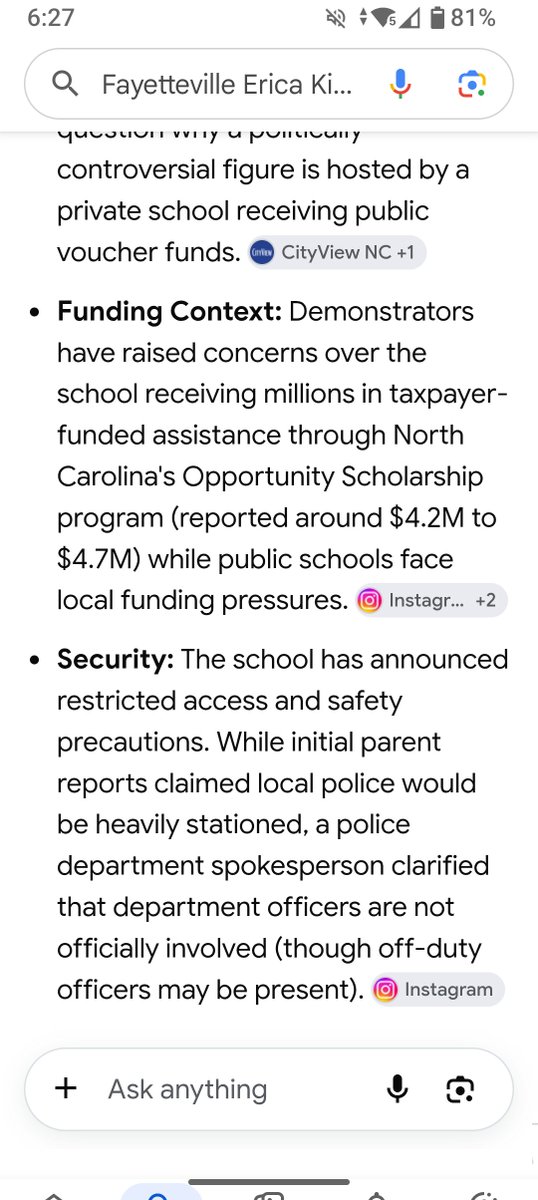 CrystalSmallen's tweet photo. Uh oh looks like there's trouble in Fayetteville today. People are going to boycott Erika frantsve because they don't want their small children around @MrsErikaKirk Erika frantsve and the @TPUSAEvents 
@TPUSA I'm assuming there's going to be pushback. The only way to have a crowd for her is to go into schools forcefully which is very predatory.