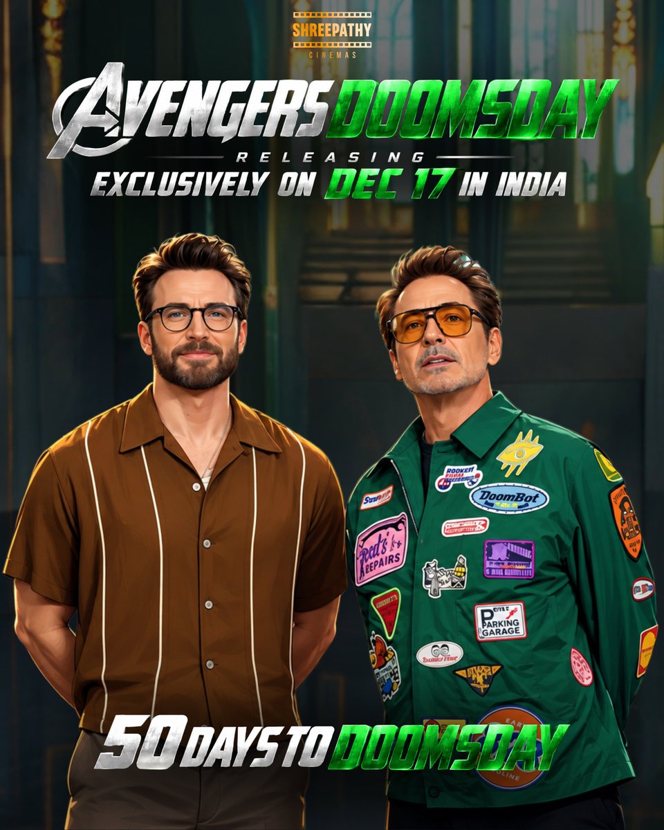 shreepathytnj's tweet photo. 50 DAYS TO DOOMSDAY.
AVENGERS: DOOMSDAY arrives exclusively at Shreepathy Cinemas, Thanjavur, on December 17, a day ahead of the scheduled release date.
Marvel fans, the countdown is on. Are you ready?
#AvengersDoomsday #50DaysToDoomsday #MarvelStudios #ShreepathyCinemas https://t.co/CnBHmiZrv2