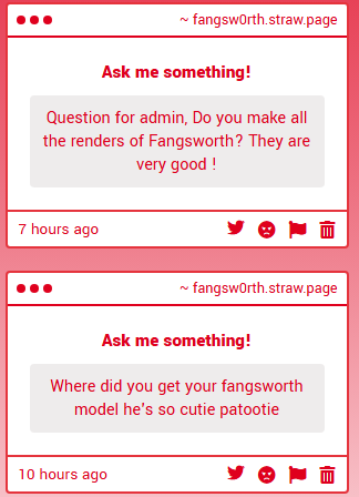 Fangsw0rth's tweet photo. // Admin Q&amp;A 
Q: Do you make your renders?
A: Yes! And I use Blender v5.2 for these in specific. 
Q: Where did you get your Fangsworth model?
A: I exported it from the game myself. It's IMPORTANT you know the model was created by the talented avonot1.
https://t.co/kYj7yoAEum https://t.co/Q4U5JyyeXv