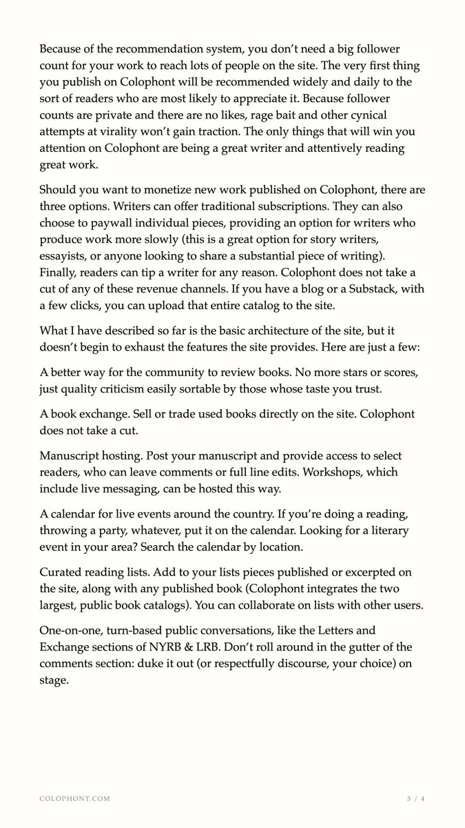 AdamsOrArdor's tweet photo. I love great writing and hate how it's treated on the internet. So I built something to try to fix that.

If you wish there were a better place to share your writing, to discover new work, to talk culture and books, then I invite you to read—and to join me. https://t.co/CHHFQAv6Fi