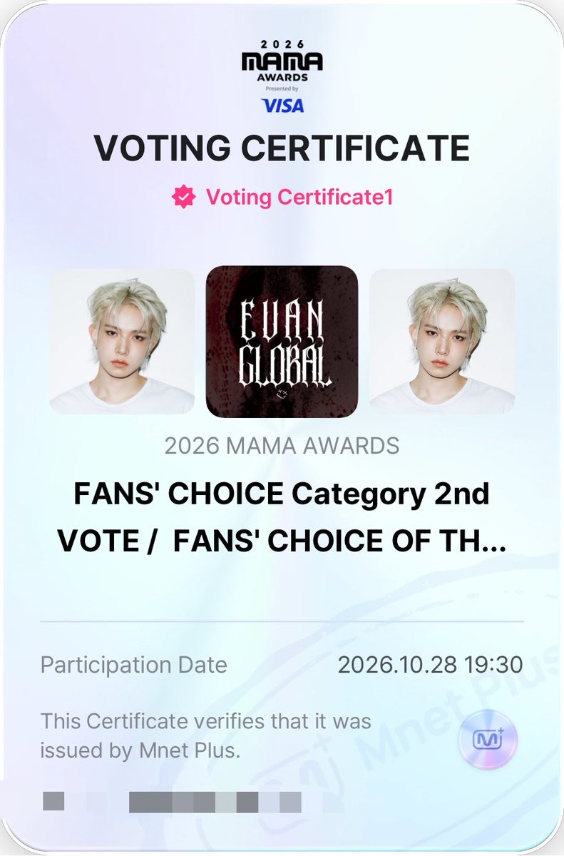 HeeseungGlobal's tweet photo. I vote for #EVAN on #2026MAMAVOTE https://t.co/mAeUOoegl8