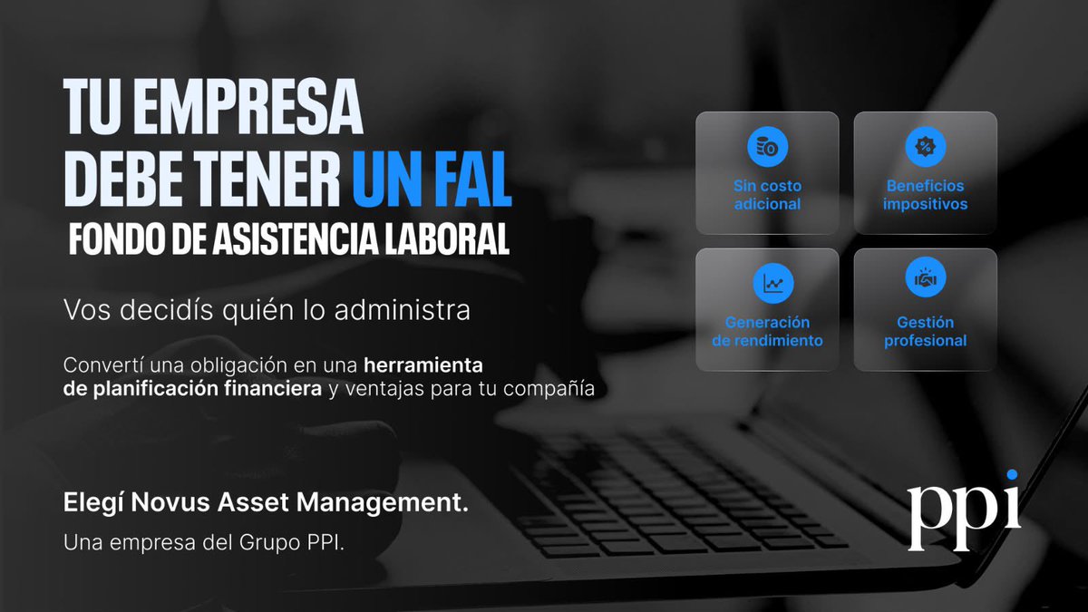 pportfolio's tweet photo. 📆 A partir de diciembre entran en vigencia los Fondos de Asistencia Laboral (FAL), un régimen obligatorio para todas las empresas, sin importar su cantidad de empleados.

Desde Novus AM te acompañamos con una propuesta pensada para que la implementación sea simple:

💰 Bonificación exclusiva durante los primeros 12 meses
📲 Alta 100% online para clientes de PPI, gestionada a través de tu asesor
🤝 Asesoramiento personalizado, con respuesta en el día

🖊️ Para más info, dejanos tus datos en este formulario:
https://t.co/MUGJVvVW3m

🎯 El régimen es obligatorio. Elegir bien, tu ventaja.

Novus AM, una empresa del Grupo PPI.