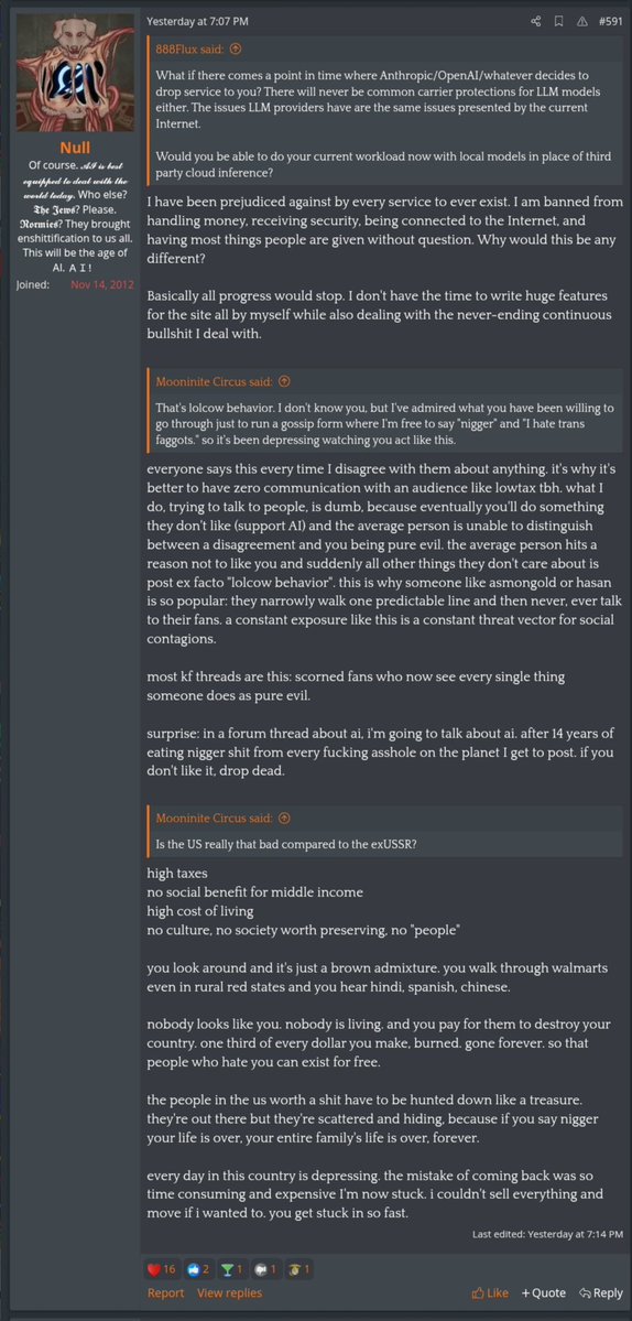 SlutForLulz's tweet photo. 🥝 MARTYR MODE IN FULL EFFECT 🥝

Josh enters a AI thread to once again remind us of his suffering as the most hated man ever. He also claims life in Eastern Europe is cheaper and better than America and claims that Hindi pollutes the streets. (Indians are 2% of the population) https://t.co/XQ4jBlAi9S