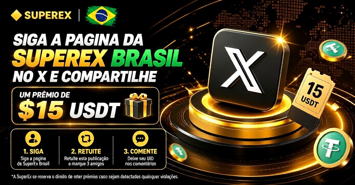 SuperexBrazil's tweet photo. 🏃🏻‍Siga a Pagina da SuperEx Brasil 
e concorra a  $15 USDT !

🔶Prêmio para 3 sortudos !

✅1. Siga @SuperexBrazil
✅2. Curta, RT e marque 3 amigos 
✅3. Insira seu UID de usuário.

⏰ Até 30 de Outubro. https://t.co/p65I7q40z3
