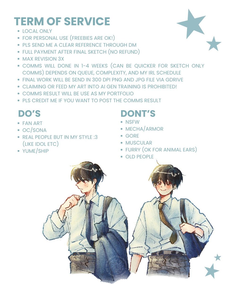 hayamaruu's tweet photo. URGENT COMMS
like and rt are appreciated! 💙 

haloow, aku open urgent comms untuk keperluan kuliahku yg sedang banyak-banyaknya 🥲
komis akan ditutup saat target yg dibutuhkan sudah tercapai
kindly DM me if you interested or need more info! <3
#commission #artcommission https://t.co/RZFgxuHtKl