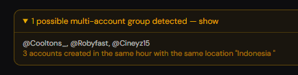 patttdotcom's tweet photo. ‼️MULTI detected by bonushunt 

- @.Cooltons_ - https://t.co/zkHR4VdMAS
- @.Robyfast - https://t.co/GtCJZq3h5s
- @.Cineyz15 - https://t.co/kmxyvtcujy

I checked and all have no media/photos, and they're joining same giveaways in exactly same order 😆 

Feel free to correct if wrongly accused 😌