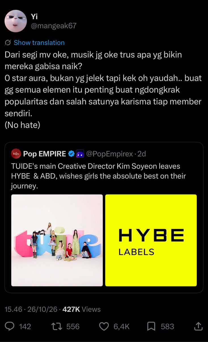 lesserapphic's tweet photo. gg hybe ga viral dikatain 0 star aura
gg hybe viral dituduh payola

serba salah jadi gg hybe https://t.co/fXEehgKUGF