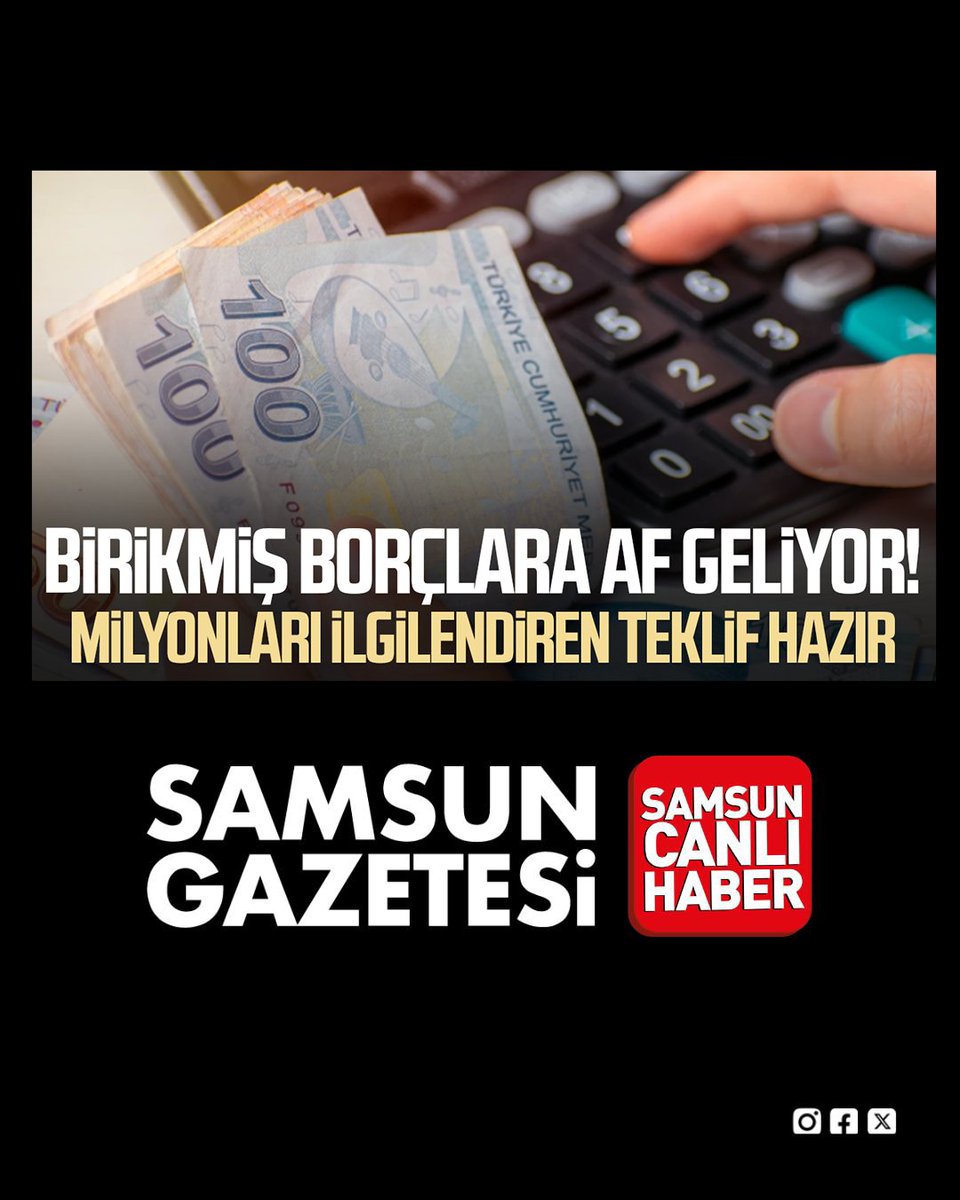 Samsungazetesi's tweet photo. Birikmiş borçlara af geliyor! Milyonları ilgilendiren teklif hazır
Detaylar için linke tıklayın 👇
https://t.co/NYmYcUMvjj
#GSS #GSSBorcu #BorçAffı #KanunTeklifi #Ekonomi #SonDakika https://t.co/ncSp68DPbc
