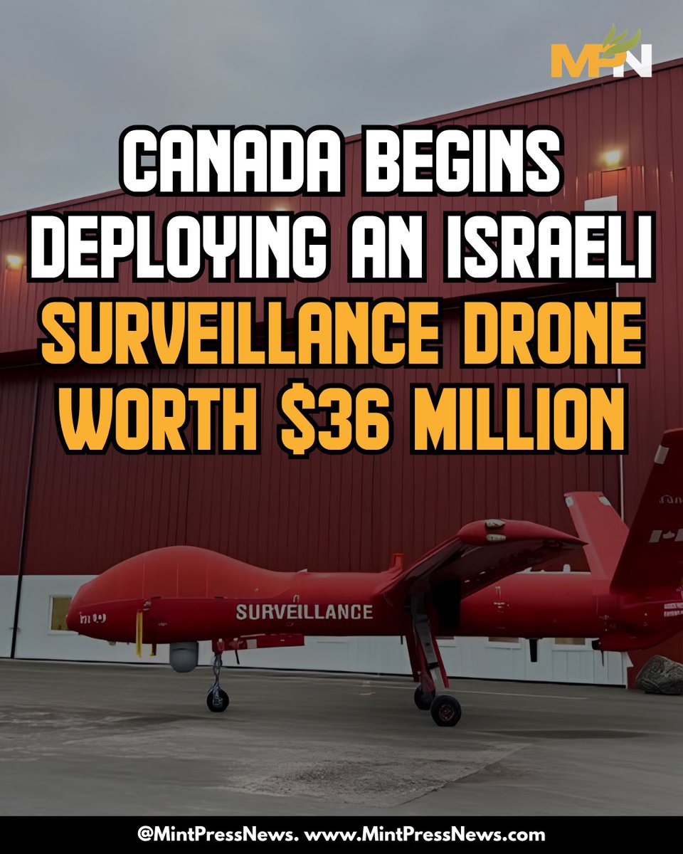 MintPressNews's tweet photo. Canada Is Now Using Israeli Hermes 900 Drones For Surveillance 

It purchased the $36 million dollar drone &amp; its coast guard are now conducting flights with them.

The drones are built by Israel’s top weapons firm Elbit Systems &amp; are used in the Gaza Genocide and against Lebanon. https://t.co/syTA3dljHF