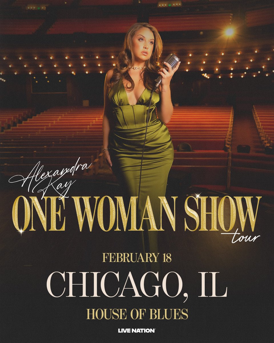 HOBChicago's tweet photo. JUST ANNOUNCED: @_alexandrakay brings the One Woman Show Tour to House of Blues on February 18! 🎟️ Tickets go on sale this Friday. Don’t miss it!

https://t.co/YQIhMYhe24 https://t.co/tUx94c8NXB