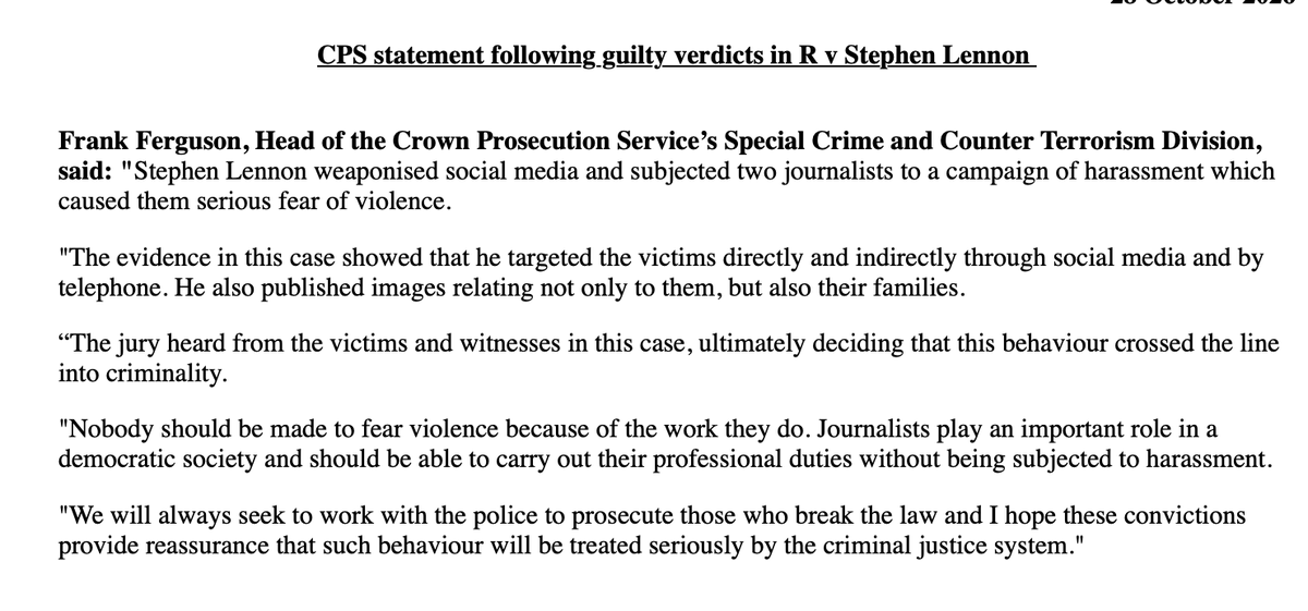 DannyShawNews's tweet photo. NEW  Stephen Yaxley-Lennon - AKA Tommy Robinson - found guilty of harassing two journalists to the point where they feared violence. 
Important court case - response from @CPSUK which brought the prosecution, here: https://t.co/t3sunUX6Bc