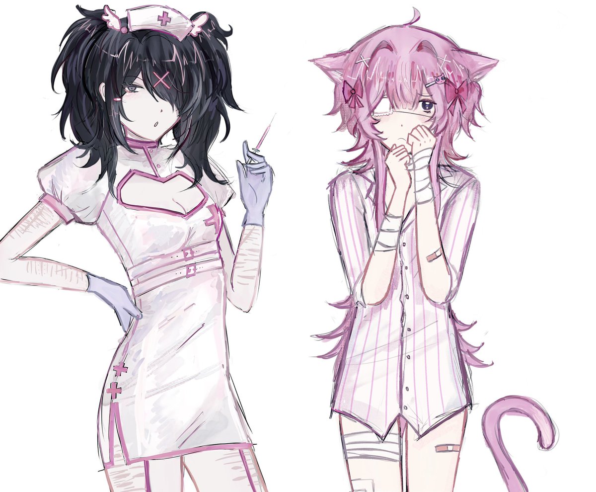 nyaworuu's tweet photo. nurse ame x patient p chan #nso https://t.co/av3EQMhOEo