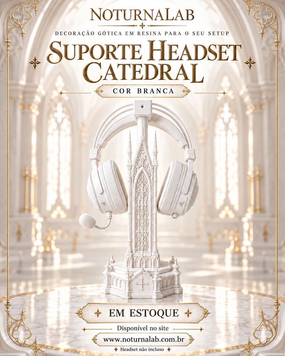 yasminnjf1's tweet photo. 🤍 Suporte Headset Catedral BRANCO em estoque!

Pra quem quer deixar até o headset fazendo parte da estética do setup. 🖤

🌐 https://t.co/Y6St7cPEWD

#SetupGamer #GamingSetup #PCGaming #Gamer #Gothic https://t.co/VtSdbfF0PG