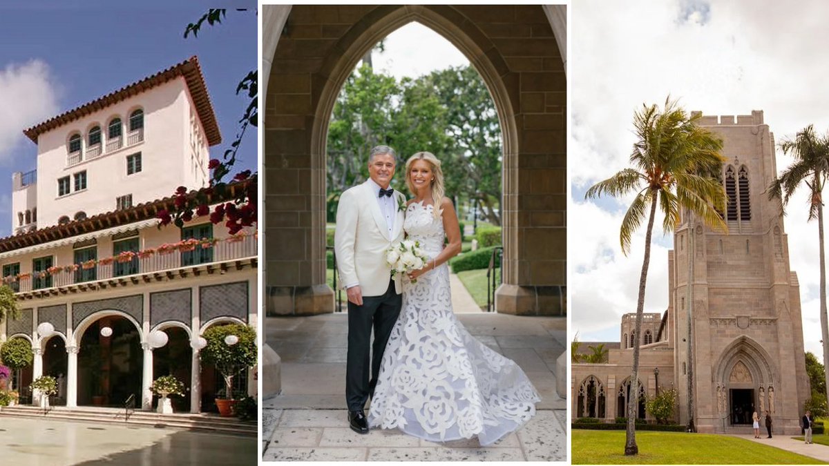 RealBudMeyers's tweet photo. 9 days after ambushing #KatieZacharia on October 15, #SeanHannity ($250 million) married his lover and #FoxNews co-worker #AinsleyEarhardt ($8 million) on October 24th. It was an extravagant event. Katie Zacharia wasn't on the wedding's guest list, but #PresidentTrump's former Press Secretary and new Fox News host #KarolineLeavitt was! Also on the guest list, besides all the usual Fox News employees, there was:
• #EricTrump and his wife #LaraTrump
• White House Chief of Staff #SusieWiles
• Deputy Chief of Staff #DanScavino
• Florida Governor #RonDeSantis
• Senator #TimScott
• UN Ambassador #MikeWaltz
• Former Speaker #NewtGingrich.