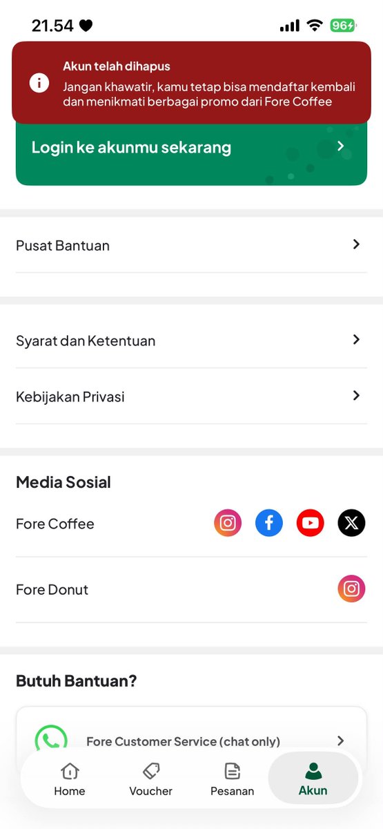 fujikaize's tweet photo. hari ini 28 Okt 2026 Fore konfirmasi ada akses tanpa izin ke platform data pelanggan & terjadi kebocoran data akun (nama, email, no HP, tgl lahir, alamat di app, PIN & riwayat pembelian).

yg pake aplikasi Fore apalagi udah connect pembayaran e-wallet/bank, ada baiknya cek email, putus metode pembayaran atau bisa langsung hapus akun.