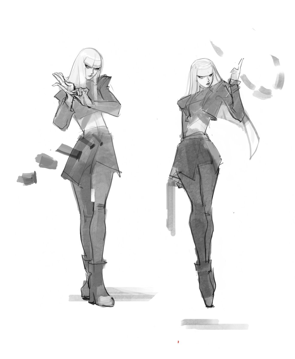Sukeart's tweet photo. Excited to see Hush out in the world! Here’s my illustration for her, along with some sketches Loved working with the character concept by Joshua Smith and Nancy Kim. Thanks to the whole VALORANT team for the support! https://t.co/T71XA3HBUJ