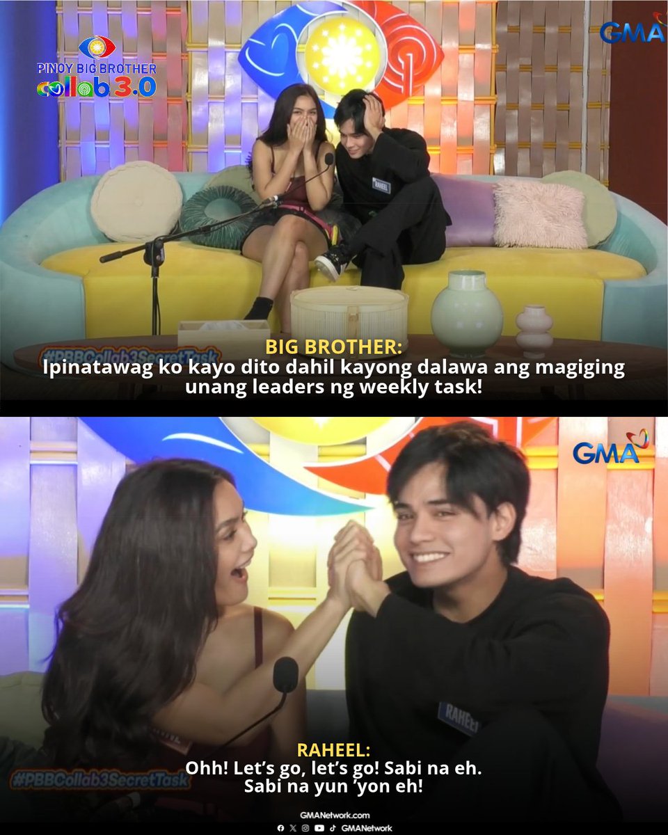 gmanetwork's tweet photo. Raheel at Cianne, unang weekly task leaders! 🤩

#PBBCollab3SecretTask #RaheelBhyria #CianneDominguez

Watch #GMAPBB3point0 weeknights at 9:35 PM, Saturdays at 6:15 PM, and Sundays at 4:40 PM on GMA Network and Kapuso Stream! https://t.co/SaS8HY30Od