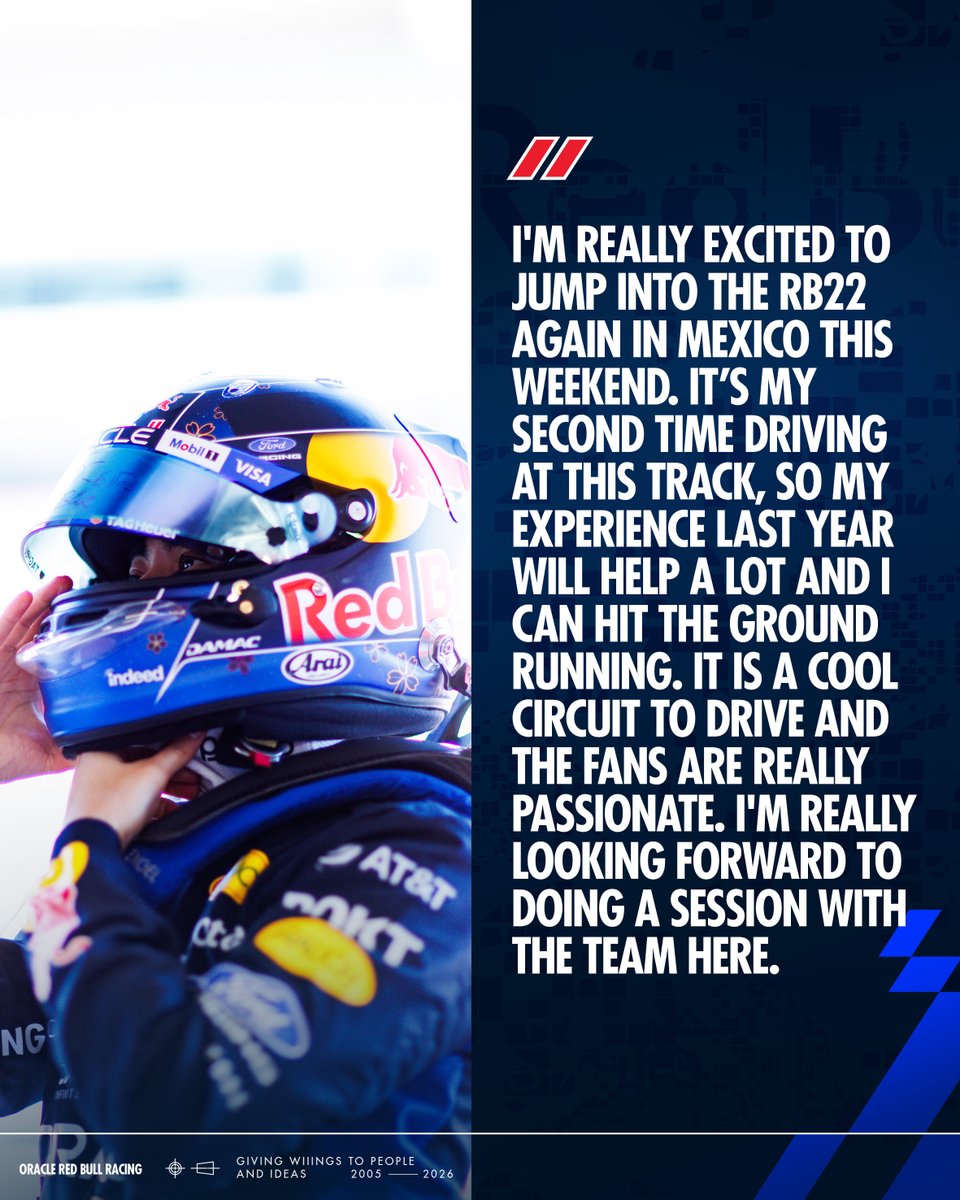 redbullracing's tweet photo. Confirming that @ayumuiwasa_cars will drive Max's RB22 in Free Practice 1 this weekend 🤝

#F1 || #MexicoGP https://t.co/3HeoNzX01n
