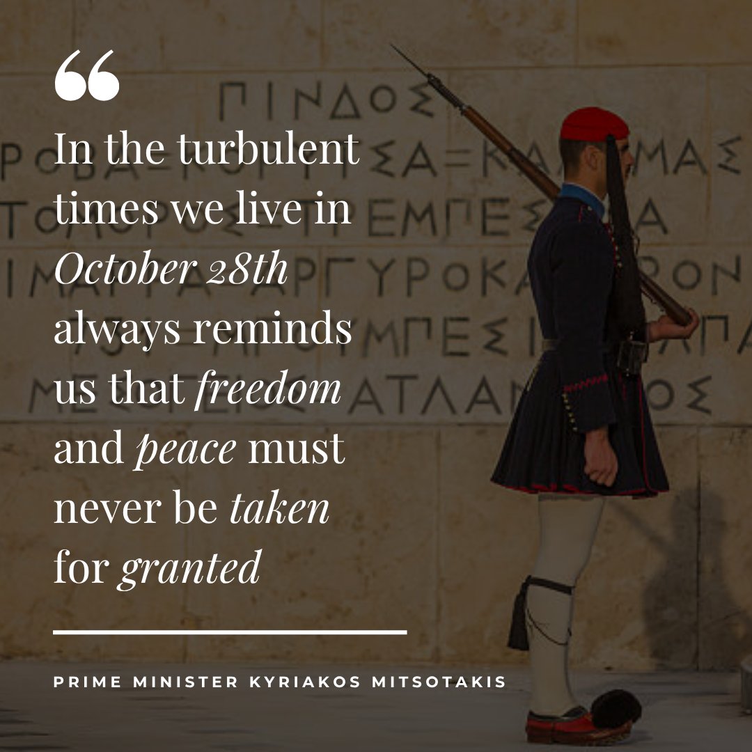 HellenicLeaders's tweet photo. As we look back at Greece's heroic resistance during WWII, #OxiDay reminds us that "freedom and peace must never be taken for granted."

These values were won through the sacrifices of a generation that stood up, despite the odds, to tell the Axis war machine: NO.

Ζήτω η Ελλάδα! https://t.co/4pkbyzQSuU