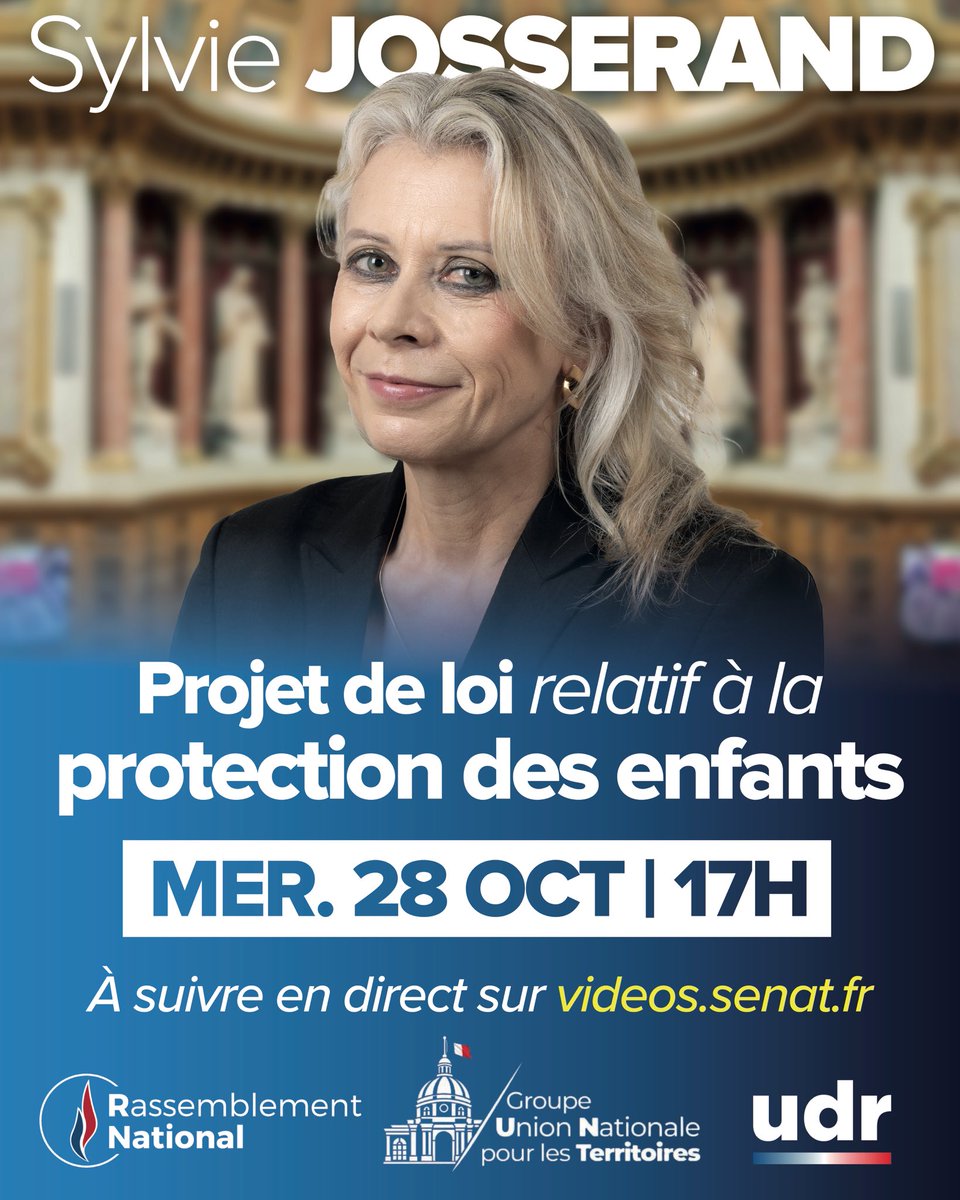 GroupeUNT's tweet photo. 🏛️ Votre sénatrice @SJosserand30 prendra la parole aujourd’hui à 17h en hémicycle sur le projet de loi relatif à la protection des enfants.

📺 Retrouvez son intervention en direct sur https://t.co/A7RYqtEKub !

#DirectSénat https://t.co/VdTtzFw2lW