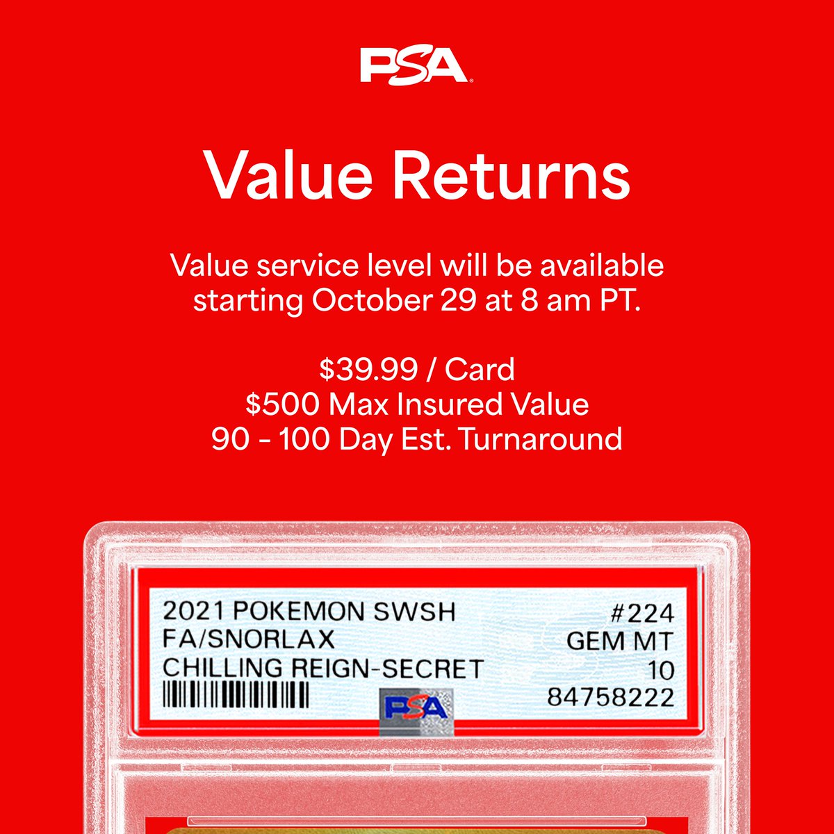 RipRoutine's tweet photo. Value grading is coming back to PSA at nearly $40 a card...is it worth it to you? 

I have some cards I'd like to send in but will likely need to wait with $500 max insured at $40 the margins erode quickly. https://t.co/k5hOOLQajI