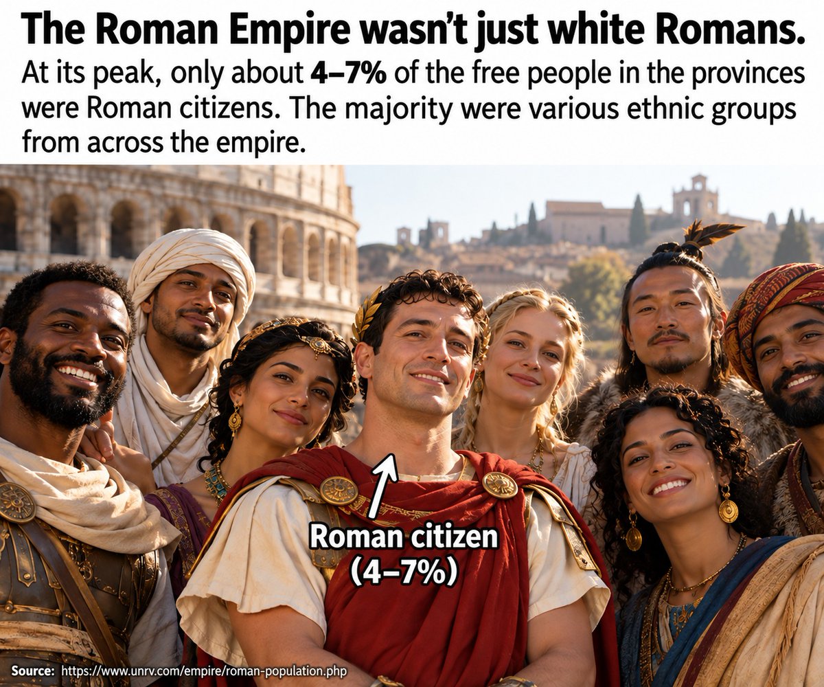 ObviousRises's tweet photo. Rome at its "peak" was the EXACT time ROME FELL because... there were too many foreigners (and barbarians) in the country/army (women also had more rights) this is actually PROVES that too much diversity/feminism DESTROYS nations and proves the OPPOSITE of this meme. https://t.co/aZ5ISiU8Be