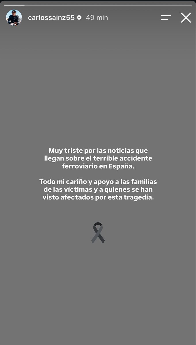 MedF1osTV's tweet photo. 🙏🏽 Fernando Alonso, Carlos Sainz, Marc Márquez, Alex Palou […] todos se han pronunciado sobre la tragedia feroviaria de Toledo. 🥺 https://t.co/TymNFtilTJ